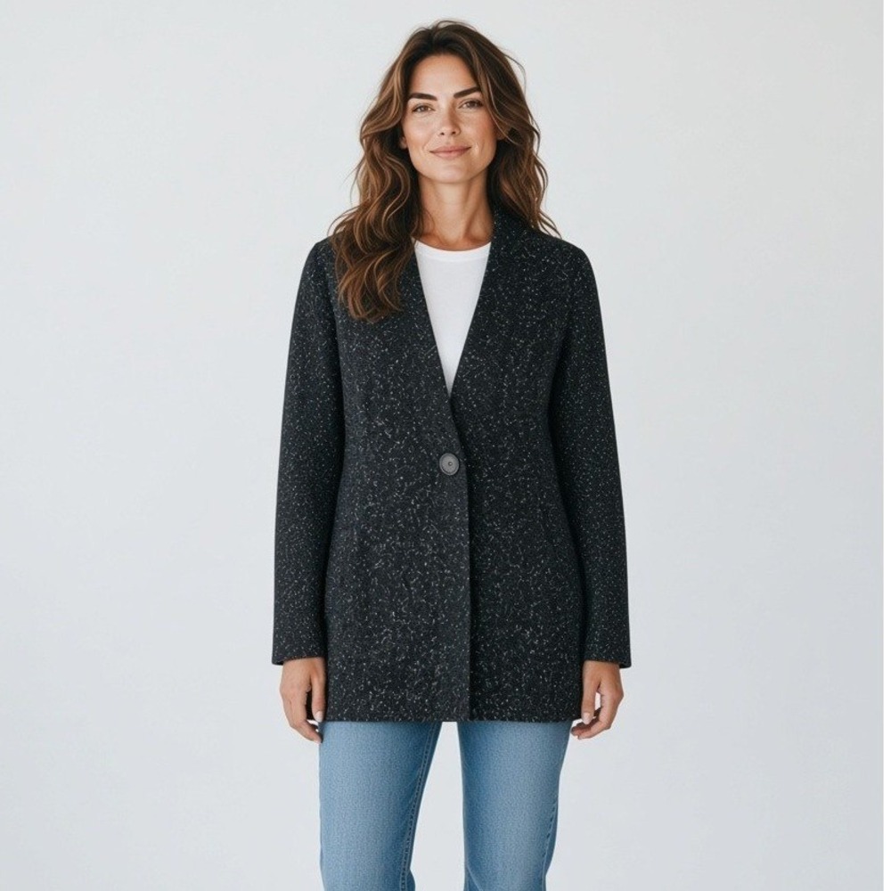J. Jill Cardigan Sweater Blazer Womens M Black Speckled Angora Blend NWT